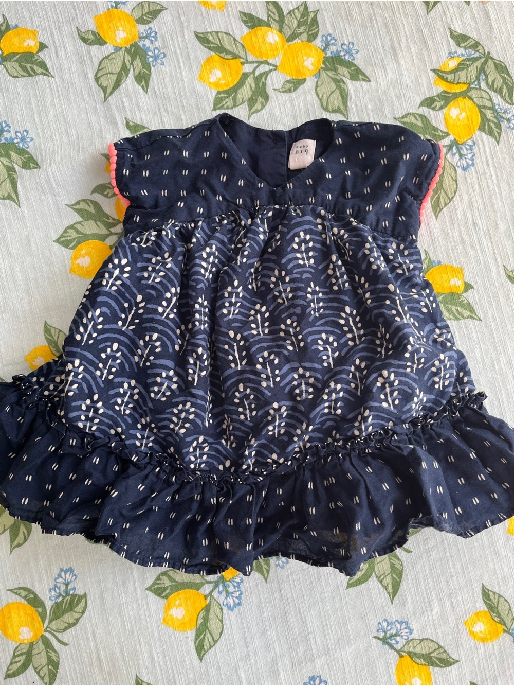 GAP Navy Blue White Patterned Casual Kids Dress